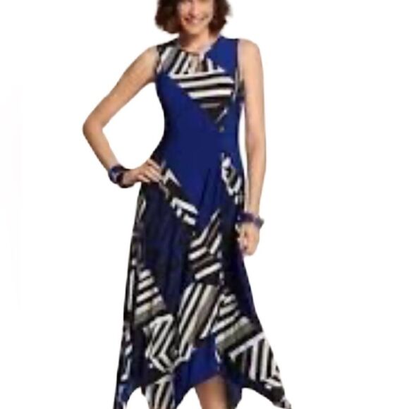 Chico's Dresses & Skirts - Chico’s dress mixed graphics sleeveless keyholes front back handkerchief hem M